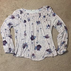 Cream and light purple floral shirt